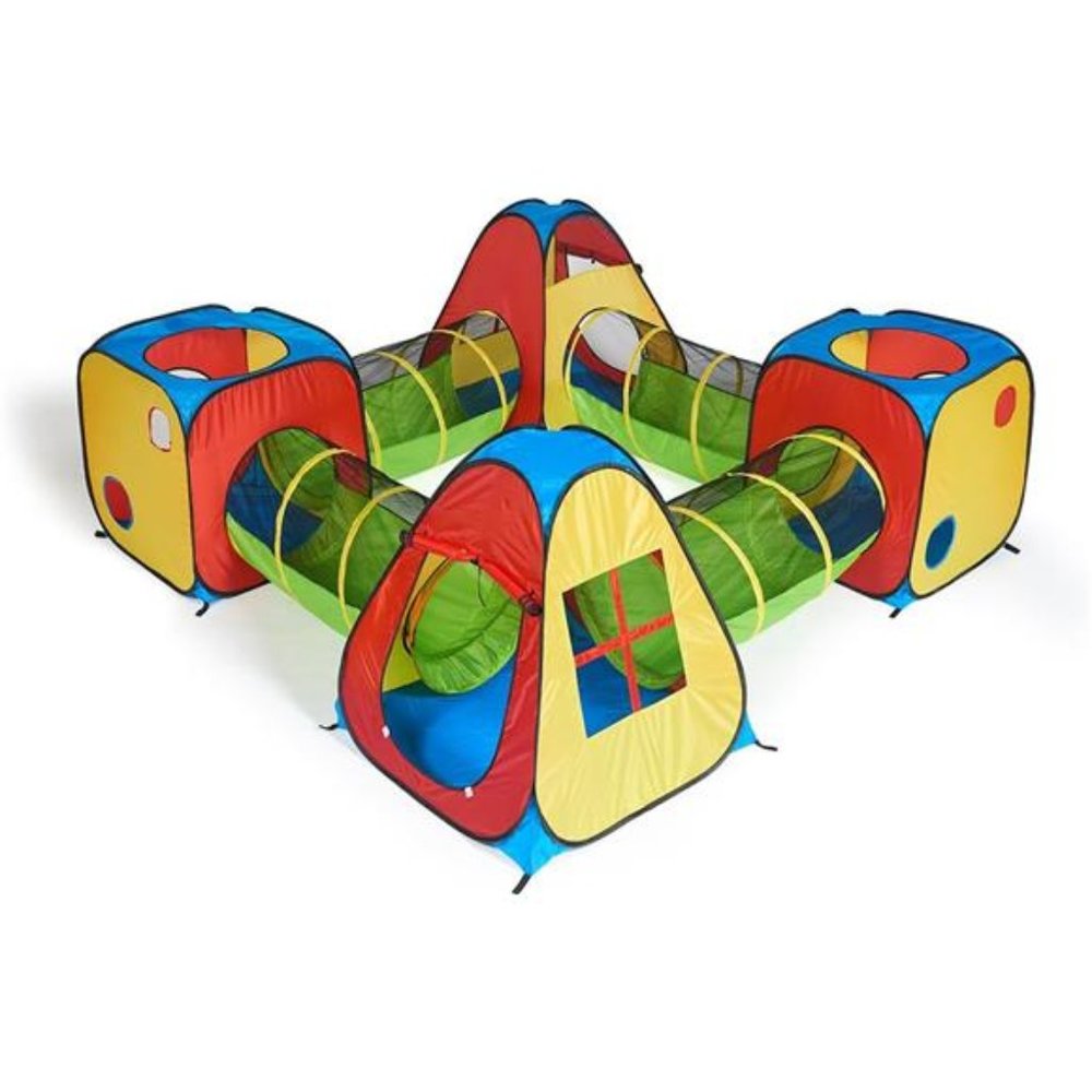 8 in 1 Pop Up Children Play Tent House with 4 Tunnel, 4 Tents for Kids